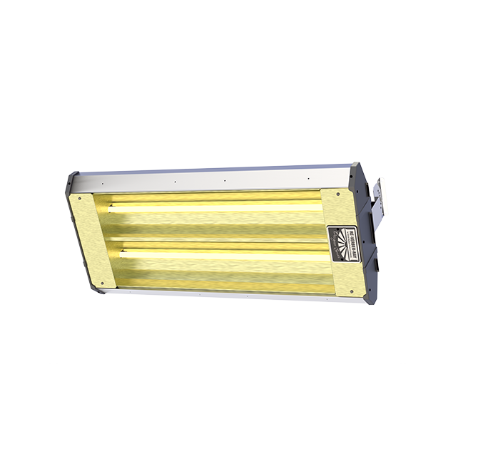 Detroit Radiant Re-Verber-Ray ELX Series ELXT-46S2-480 Double Element 6400 Watts 480V 13.32 Amps Infrared Electric Patio Heater - 46.5 in. x 15.25 in. x 11.625 in. - Stainless Steel Finish