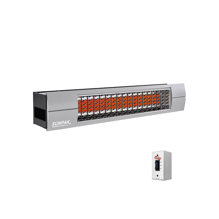 Sunpak S34 B TSH-SS (12042LP-12020) Liquid Propane Outdoor Infrared Patio Heater in Black (34000 BTUs) with Stainless Steel Front Fascia Kit - 48 x 10 x 8 in.