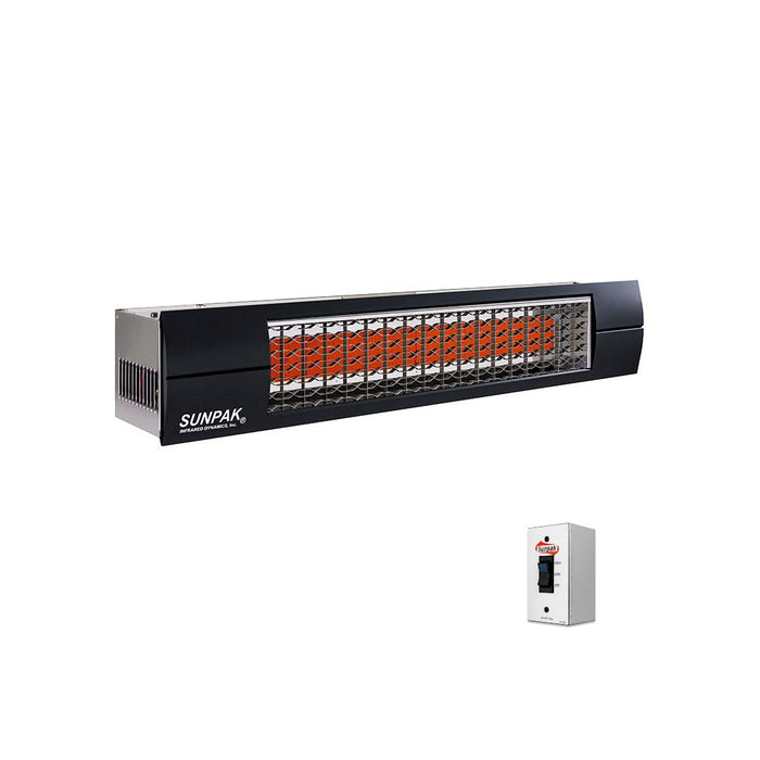 Sunpak S34 S TSH-B (12040-12020 2) Natural Gas Outdoor Infrared Patio Heater in Stainless Steel (34000 BTUs) with Black Front Fascia Kit - 48 x 10 x 8 in.