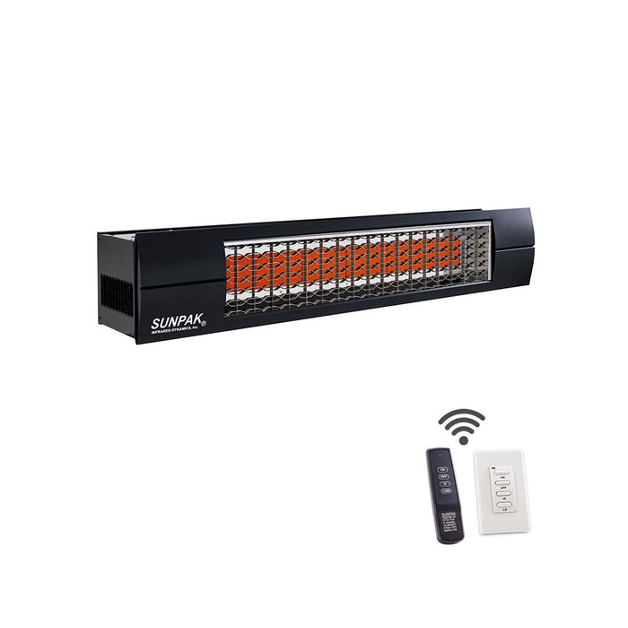 Sunpak S34 B TSR-B (12023LP-12020 2) Liquid Propane Outdoor Infrared Patio Heater in Black (34000 BTUs) with Black Front Fascia Kit - 48 x 10 x 8 in.