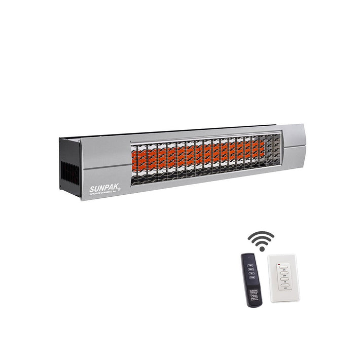 Sunpak S34 B TSR-SS (12023LP-12020) Liquid Propane Outdoor Infrared Patio Heater in Black (34000 BTUs) with Stainless Steel Front Fascia Kit - 48 x 10 x 8 in.