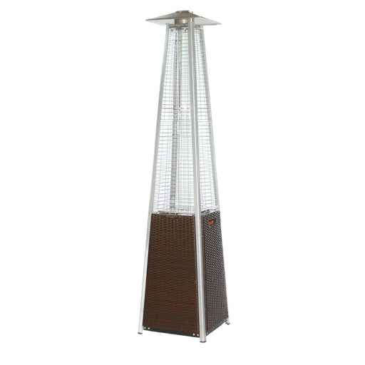 RADtec TF-WDB Tower Flame 89" Propane Gas Patio Heater - 20 x 20 x 89 in. - Dark Brown Wicker Color