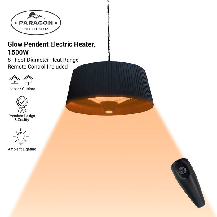 Paragon Outdoor OH-BL1500-3E - SOL Pendent Electric Heater - 29.1 in. x 29.1 in. x 12.6 in. - Black