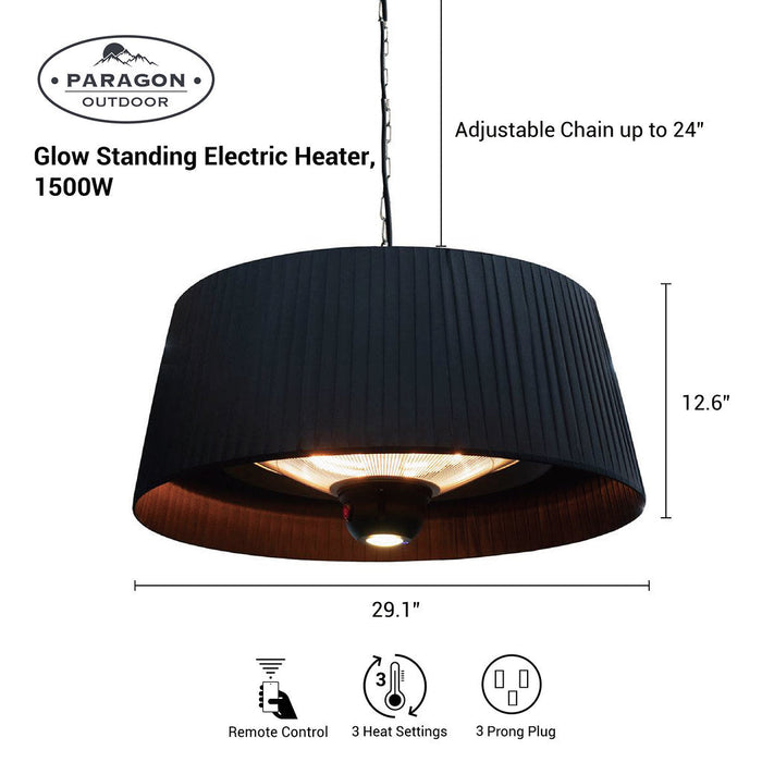 Paragon Outdoor OH-BL1500-3E - SOL Pendent Electric Heater - 29.1 in. x 29.1 in. x 12.6 in. - Black
