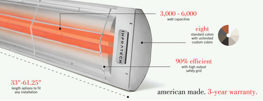 Infratech CD Series Dual Element CD5027SS 5000 Watts 277V 18 Amps Infrared Electric Patio Heater 39 x 8.19 x 2.5 in. Stainless Steel Color