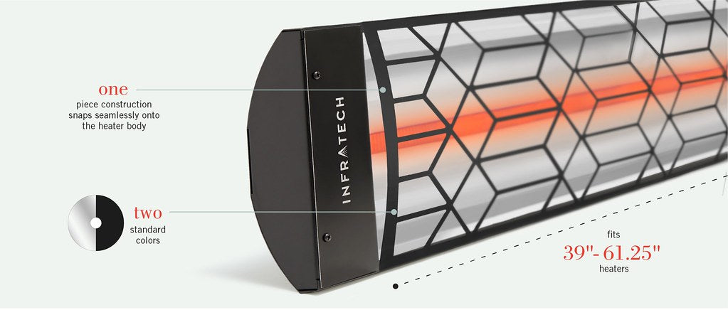 Infratech C Series Single Element with Craftsman Motif C3028BL2 3000 Watts 208V 14.42 Amps Infrared Electric Patio Heater 61.25 x 8.19 x 2.5 in. Black Color