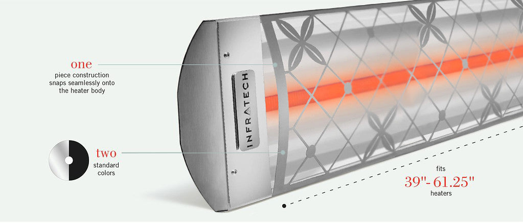 Infratech C Series Single Element with Traditional Motif C2524SS4 2500 Watts 240V 10.42 Amps Infrared Electric Patio Heater 39 x 8.19 x 2.5 in. Stainless Steel Color