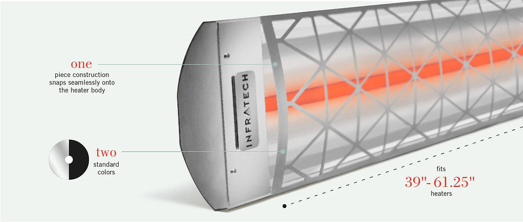 Infratech C Series Single Element with Contemporary Motif C4024SS1 4000 Watts 240V 16.67 Amps Infrared Electric Patio Heater 61.25 x 8.19 x 2.5 in. Stainless Steel Color