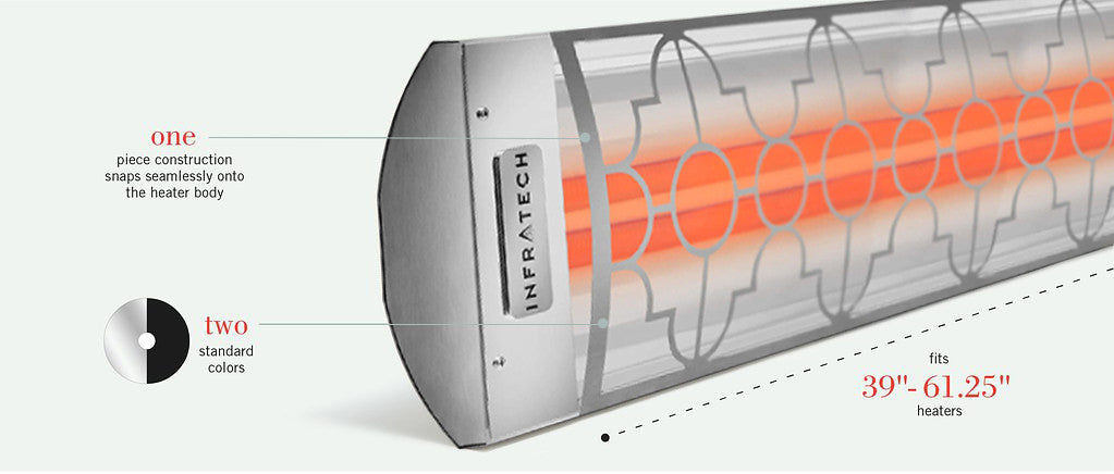 Infratech CD Series Dual Element with Mediterranean Motif CD4048SS3 4000 Watts 480V 8.33 Amps Infrared Electric Patio Heater 39 x 8.19 x 2.5 in. Stainless Steel Color