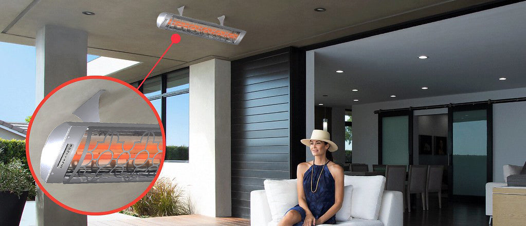 Infratech CD Series Dual Element with Mediterranean Motif CD6028SS3 6000 Watts 208V 28.85 Amps Infrared Electric Patio Heater 61.25 x 8.19 x 2.5 in. Stainless Steel Color