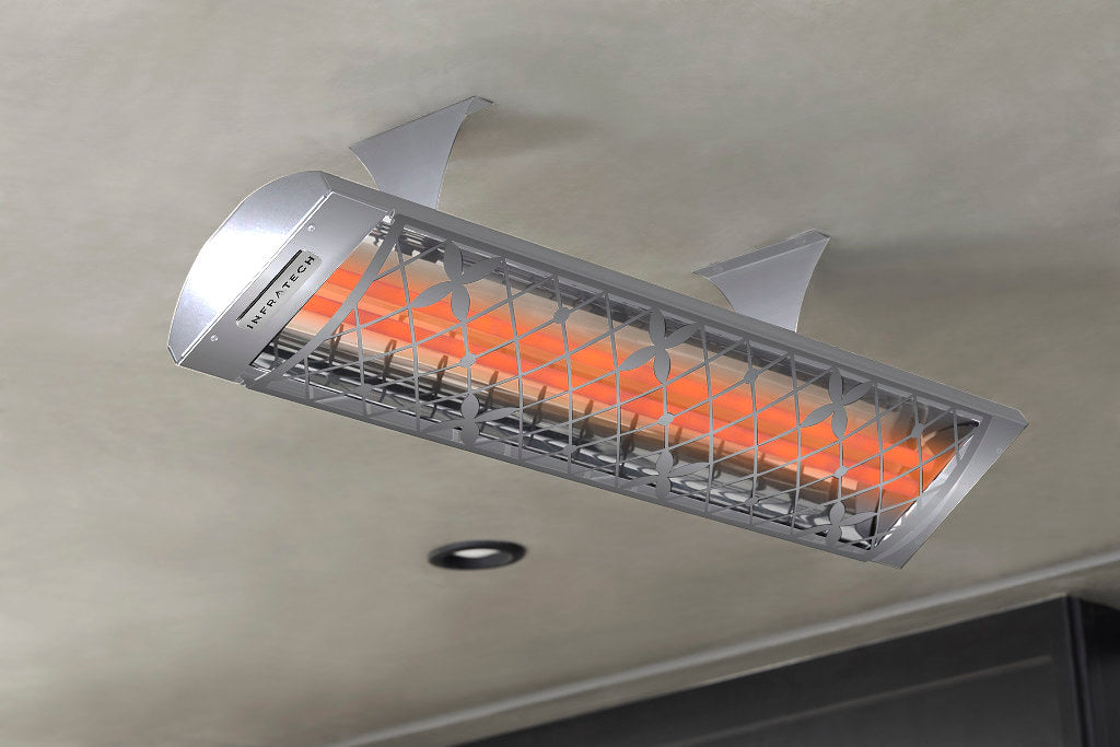 Infratech C Series Single Element with Traditional Motif C4024SS4 4000 Watts 240V 16.67 Amps Infrared Electric Patio Heater 61.25 x 8.19 x 2.5 in. Stainless Steel Color