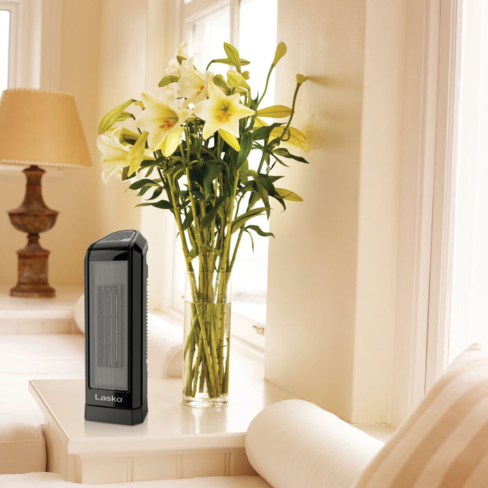 Almo CT16560 Electronic Ceramic Tower Heater  - 6.08 in. x 5.08 in. x 15.70 in. - Black