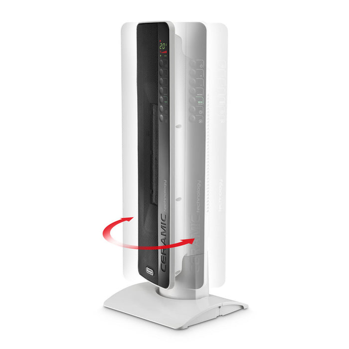 Almo TCH8093ER De'Longhi Digital Flat Panel 27" Tower Ceramic Heater  - 10.83 in. x 10.6 in. x 27.36 in. - Black and White