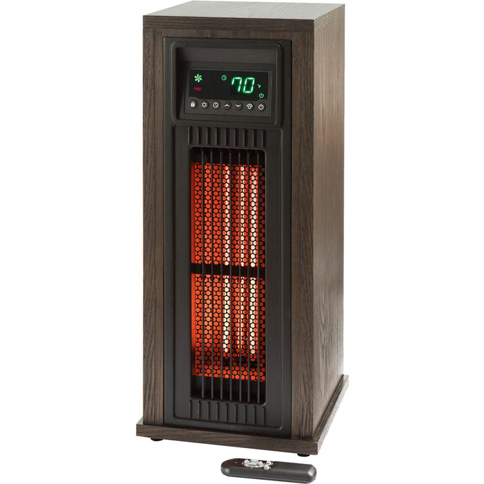 Almo HT1216 3-Quartz Infrared Tower Heater with Oscillation and Remote  - 10 in. x 11 in. x 23.60 in. - Brown