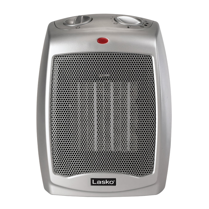 Almo 754200 Ceramic Heater with Adjustable Thermostat  - 6 in. x 7 in. x 9.2 in. - Silver