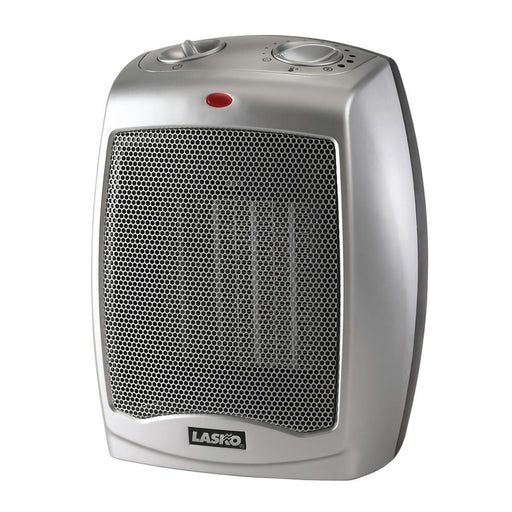 Almo 754200 Ceramic Heater with Adjustable Thermostat  - 6 in. x 7 in. x 9.2 in. - Silver