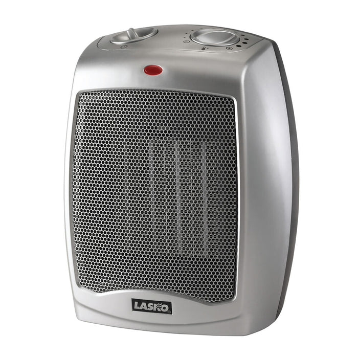 Almo 754200 Ceramic Heater with Adjustable Thermostat  - 6 in. x 7 in. x 9.2 in. - Silver