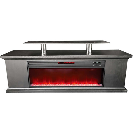 Almo LDFP0009US-BLK 72-inch Media Fireplace with Faux Glass Beads  - 18 in. x 72 in. x 20 in. - Black