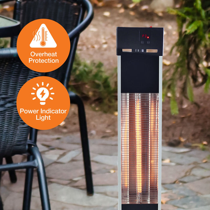 Almo PD15R Outdoor Infrared Tower Heater  - 11.08 in. x 11.08 in. x 31.7 in. - Black