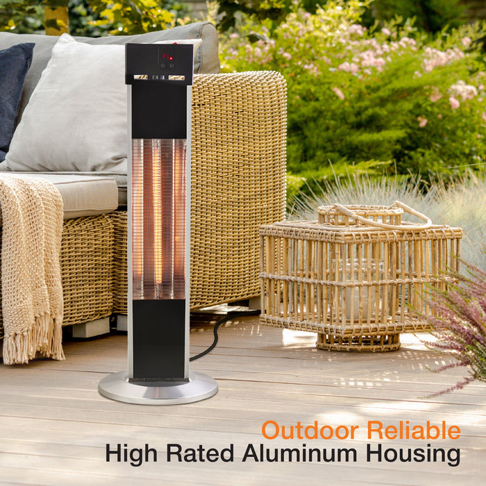 Almo PD15R Outdoor Infrared Tower Heater  - 11.08 in. x 11.08 in. x 31.7 in. - Black