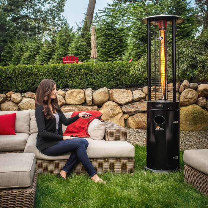 4-PACK of Paragon Outddoor OH-BL32-7R - Liquid Propane Helios Round Flame Tower Heater with Remote Control - Satin Black