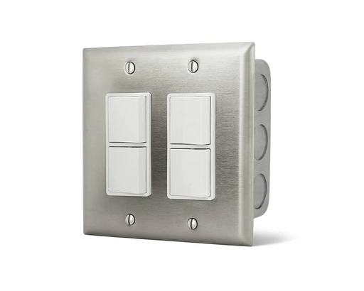 Infratech 14 4305 Duplex Stack Switch Dual SS Wall Plate with Gang Box