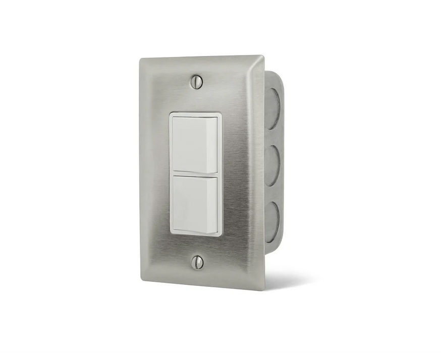 Infratech 14 4300 Duplex Stack Switch Single SS Wall Plate with Gang Box