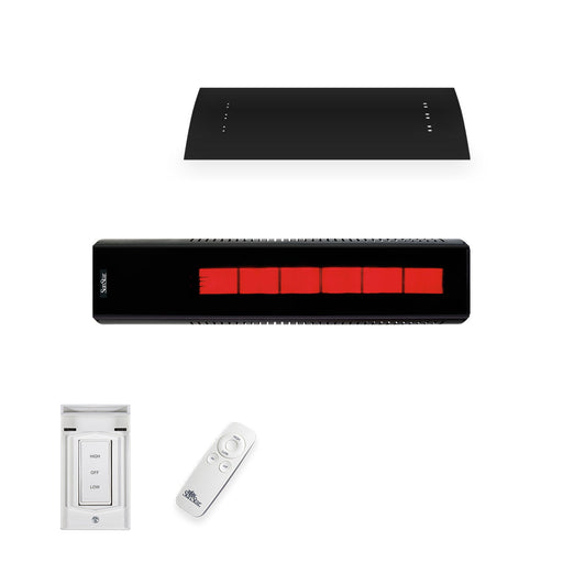 Sunstar Glass Series L10 SGL0 35000-24000 BTUs Liquid Propane Radiant Infrared Horizontal Mount Patio Heater with Wireless Remote Control in 48 x 11.8 x 9.6 in. - Black Color