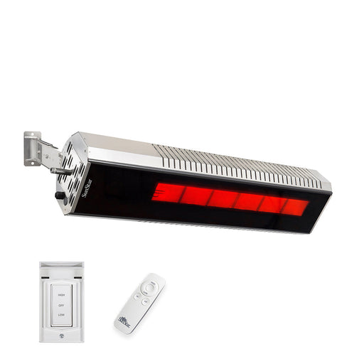 Sunstar Marine Grade Series N10 MGL1560 35000-24000 BTUs Natural Gas Radiant Infrared Angled Mount Patio Heater with Wireless Remote Control in 48 x 11.8 x 9.6 in. - Stainless Steel Color