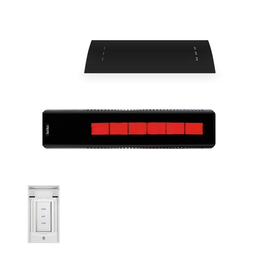 Sunstar Glass Series N7 SGL0 35000-24000 BTUs Natural Gas Radiant Infrared Horizontal Mount Patio Heater in 48 x 11.8 x 9.6 in. - Black Color