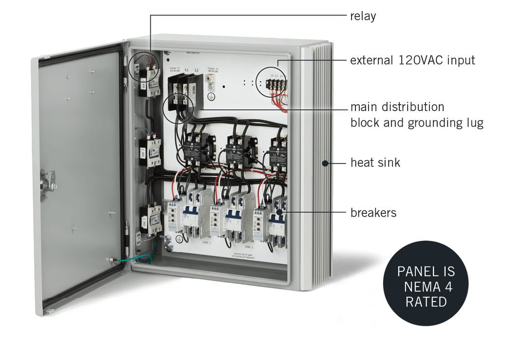 Infratech 30 4073 Universal Control Panel - 3 Relay Panel - 20 x 16 x 7 in. - Gray Steel Color