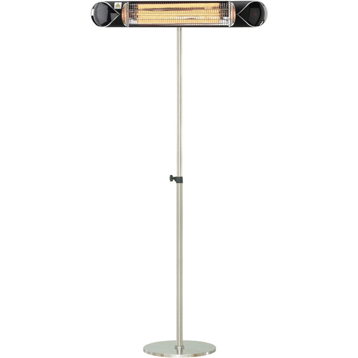 Almo HAN1052ICBLK-SD 35.4-In. Wide Electric Carbon Infrared Heat Lamp with Remote Control and Adjustable Pole Stand BlackSilver - 3.5 in. x 35.50 in. x 5.10 in.
