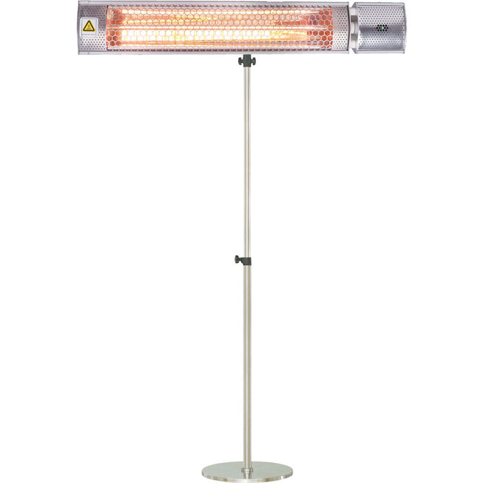 Almo HAN1053IC-SD 26.5-In. Modern Halogen Infrared Electric Steel Heater with Remote and Stainless Steel Stand Silver - 4.2 in. x 26.50 in. x 2.80 in.