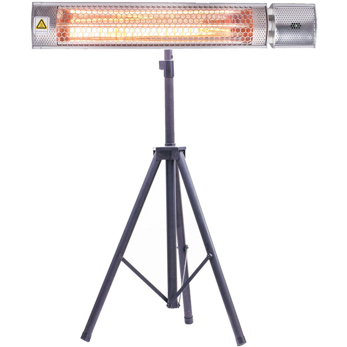 Almo HAN1053IC-TP 26.5-In. Modern Halogen Infrared Electric Steel Heater with Remote and Tripod Stand Silver - 4.2 in. x 26.50 in. x 2.80 in.