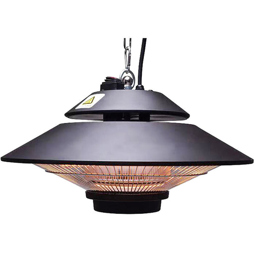 Almo HAN1055IC-BLK 16.5-In. Modern Efficient Steel Halogen Round Electric Heater Lamp with Remote Black - 9.5 in. x 16.50 in. x 16.50 in.