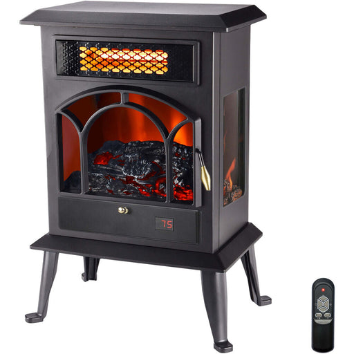 Almo HT1289 Infrared Stove Heater with Top Vent and 3 Flame Viewing Windows - 10.7 in. x 16.60 in. x 22.44 in.