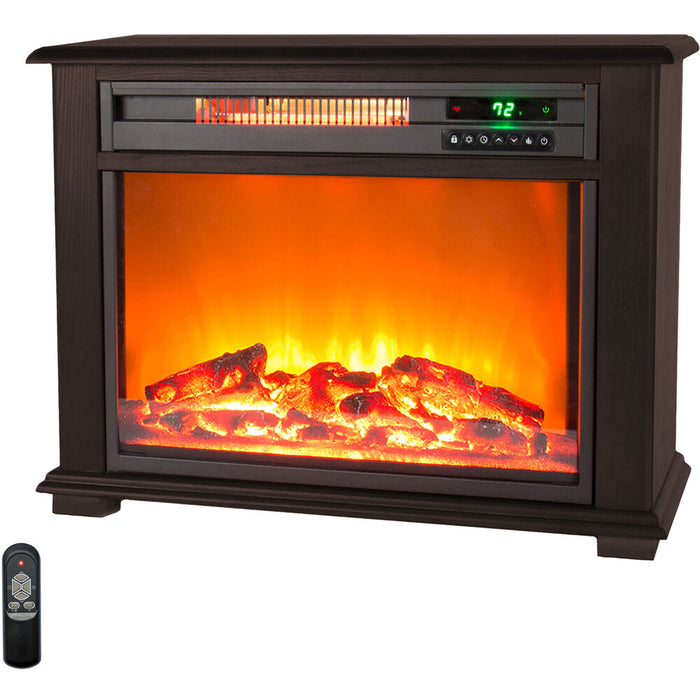 Almo MDFP2090US 3-Quartz Infrared Fireplace Heater with Remote in Dark Walnut  - 11 in. x 28.50 in. x 21.70 in.