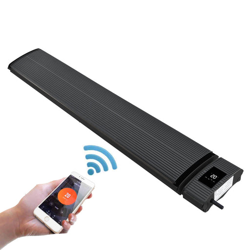 RADtec E18rw E Series WiFi Smart Controlled (1800 Watts/220V) 44" Zero Light Infrared Electric Patio Heater - 44 x 7 x 2.5 in. - Black Color