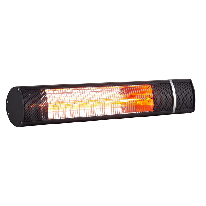 RADtec G15R Genesis Series (1500 Watts/110V) 25" Golden Tube Infrared Electric Patio Heater - 25 x 5 x 4 in. - Black Color