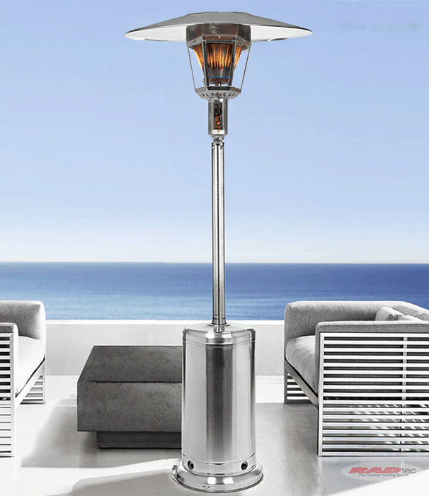 RADtec RF-SS Real Flame 96" Propane Gas Patio Heater - 19 x 19 x 96 in. - Stainless Steel Color