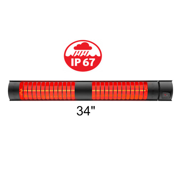 RADtec T4000/8R Torrid Series (4000 Watts/220V) 34" Weatherproof Infrared Electric Patio Heater - 34 x 6 x 5 in. - Black Color